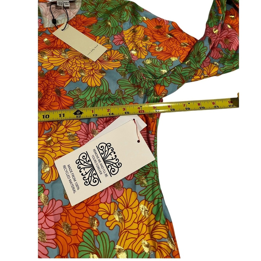 NWT Never Fully Dressed Floral Alaia Maxi Dress Gold Foil Multi Color US 10 - Picture 6 of 16
